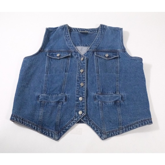 bill blass Other - Bill Blass Denim Vest Mens XL Blue Goldwing Patch Vintage 80s Biker Motorcycle